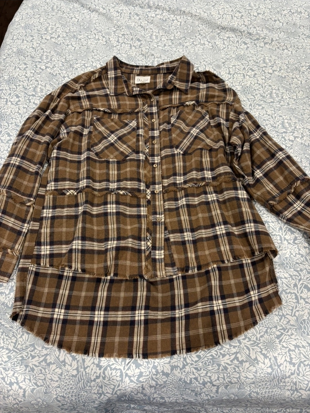 Oli & Hali Brown Plaid Button-Down Shirt M Oversize